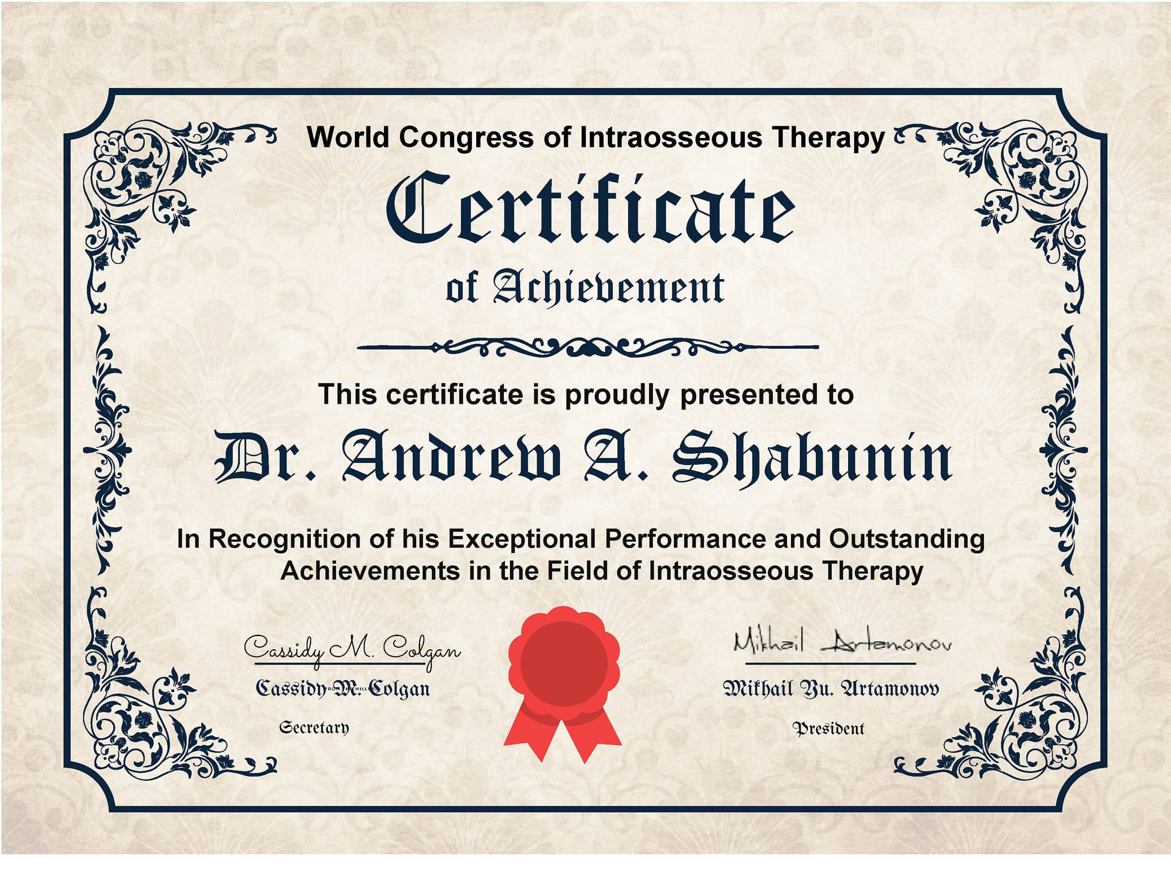 Диплом Конгресса ВКТ США WCIOT